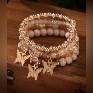 Gold Butterfly 4 in 1 Charm Bracelet Set